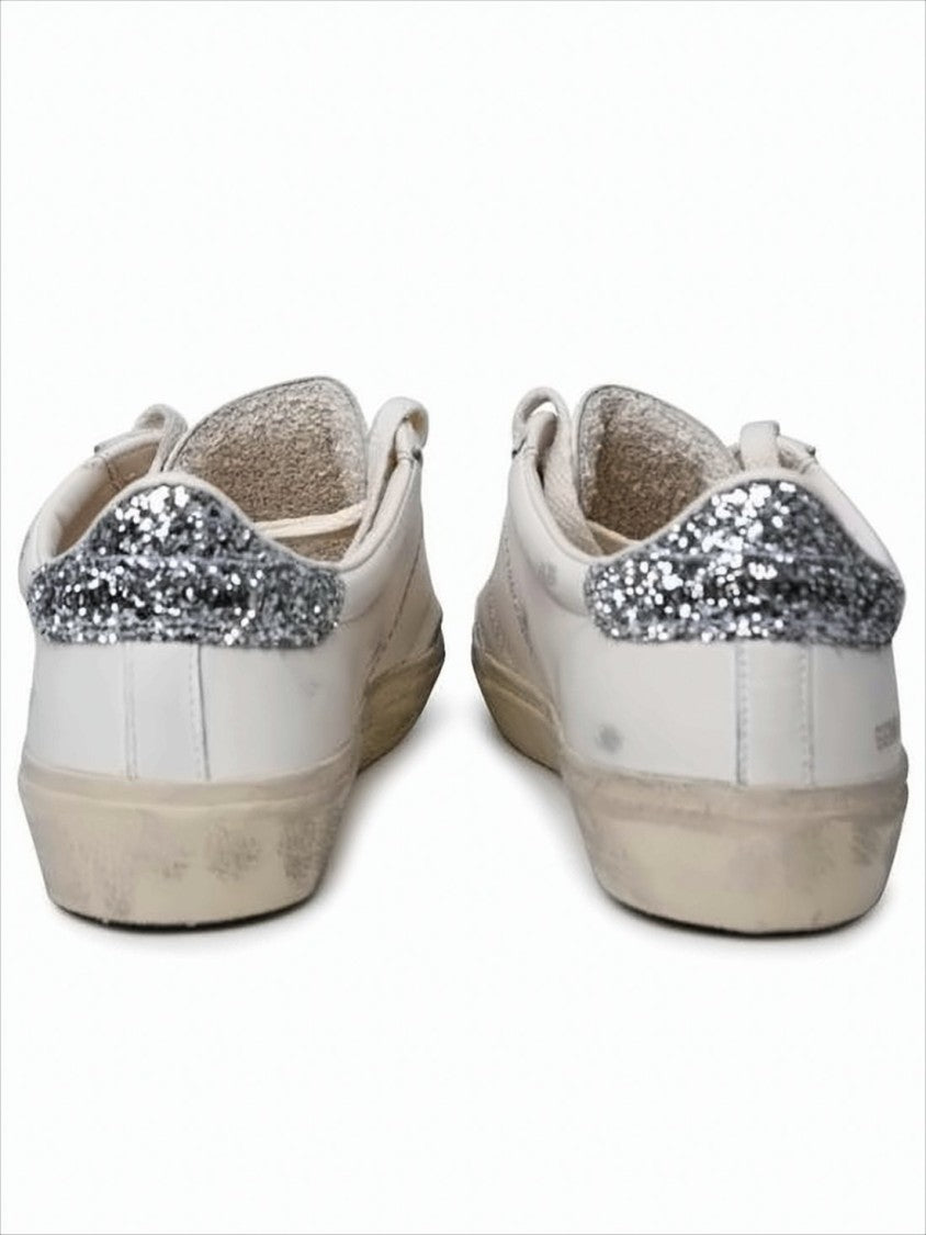 Low-Top Distressed Sneakers With Glittery Heel Tab