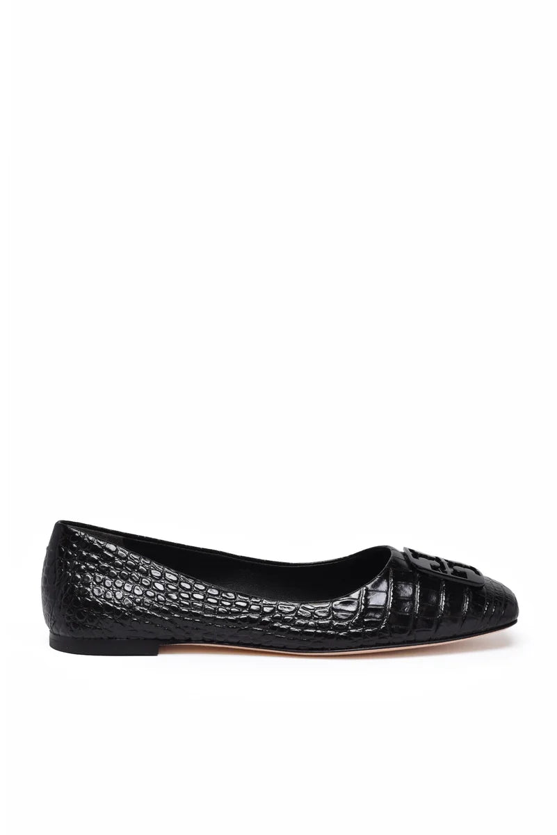 Textured Leather Ballerinas