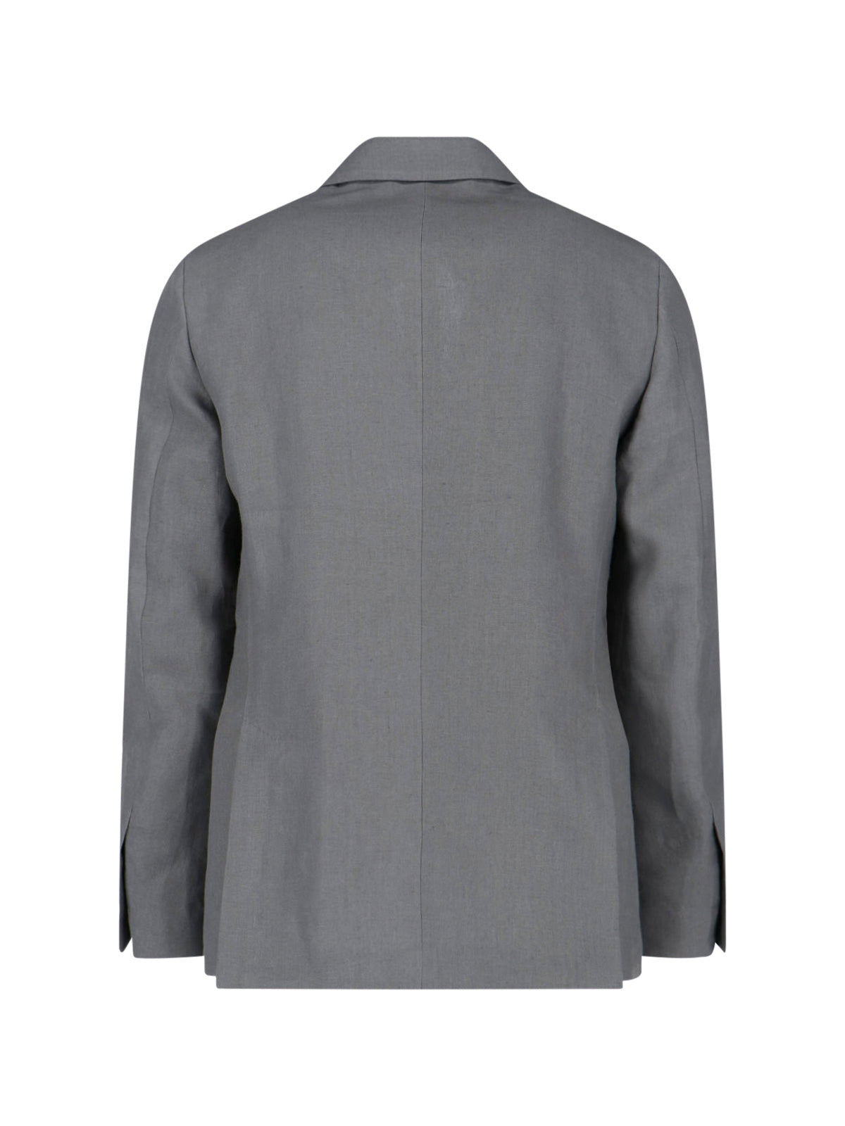 Double-breasted Linen Suit Grey