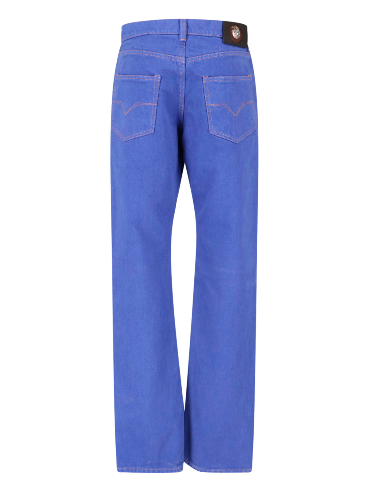 Blue Straight-Leg Medusa Denim Jeans