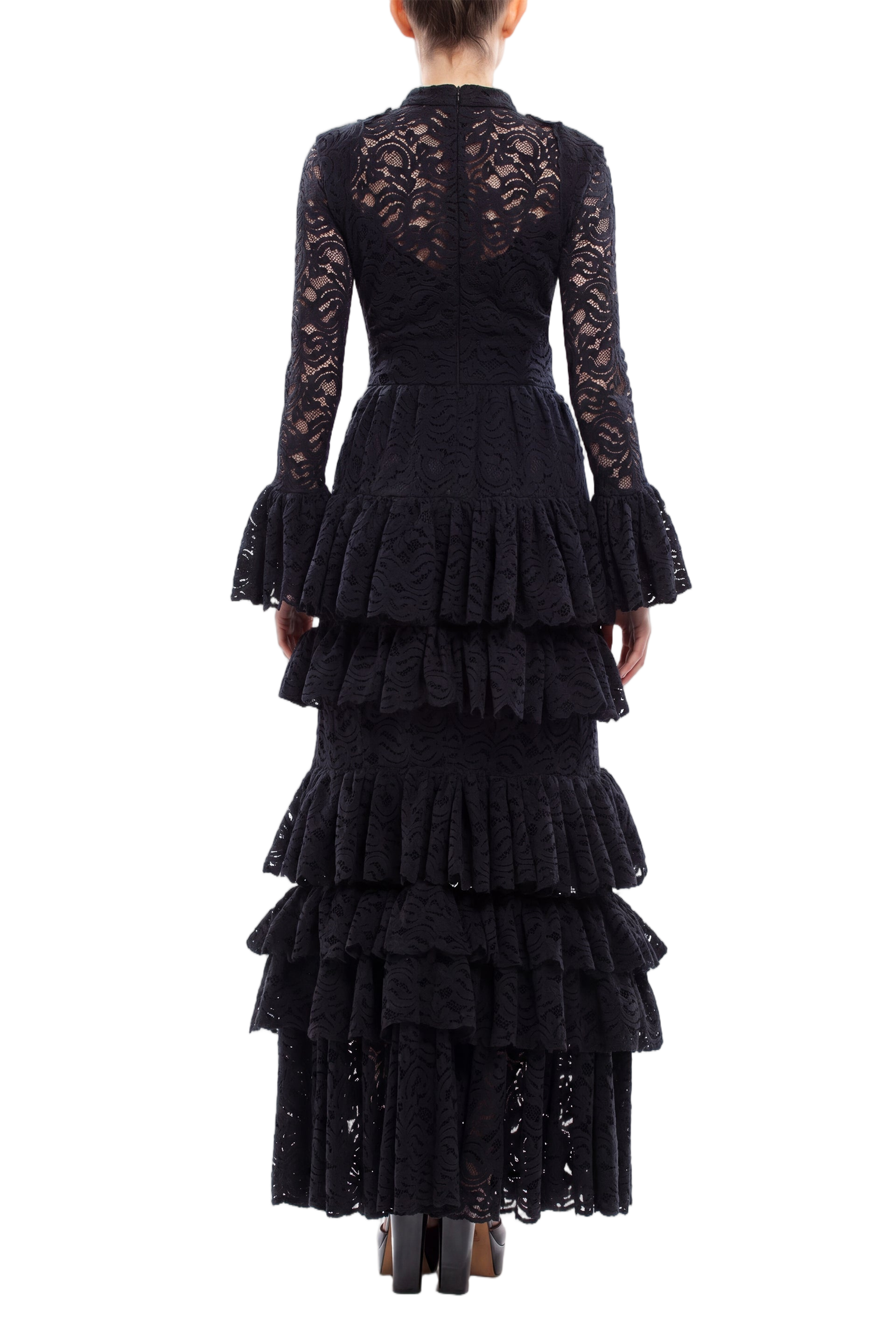 Ruffled Lace Long Dress