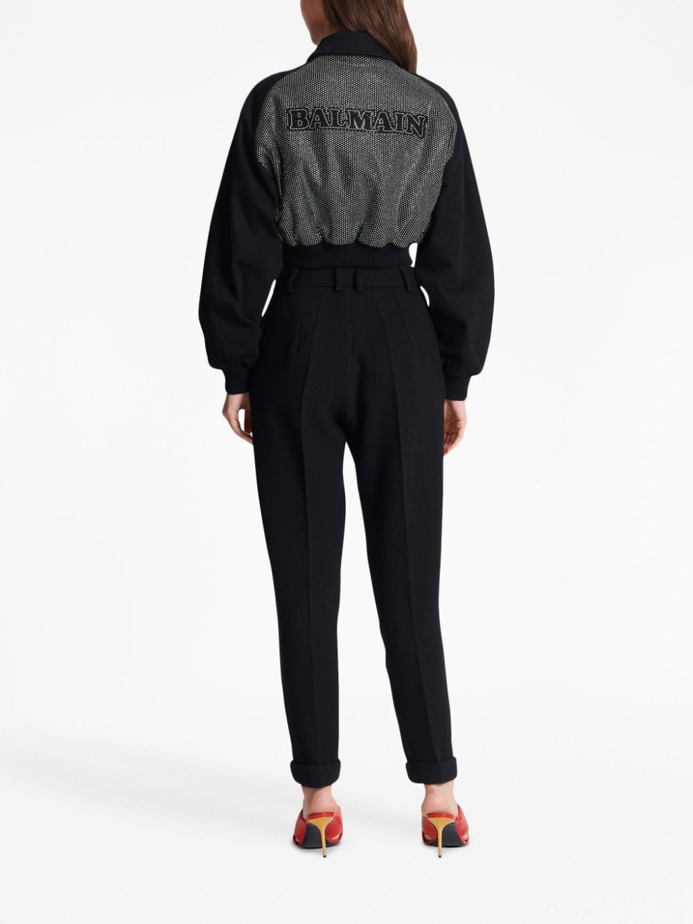 High-Waisted Tapered-Leg Trousers with Cuffed Hems