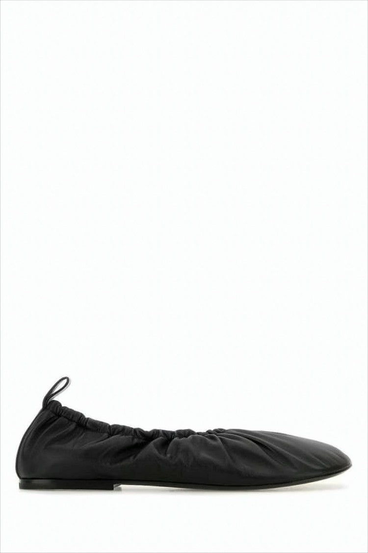 Pointed Toe Black Lambskin Flat Shoes
