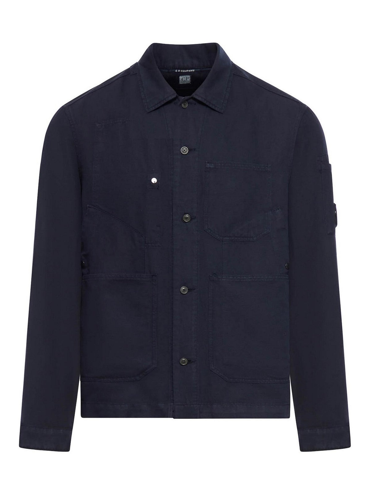 Utilitarian Long-Sleeve Shirt With Classic Collar And Cropped Hem