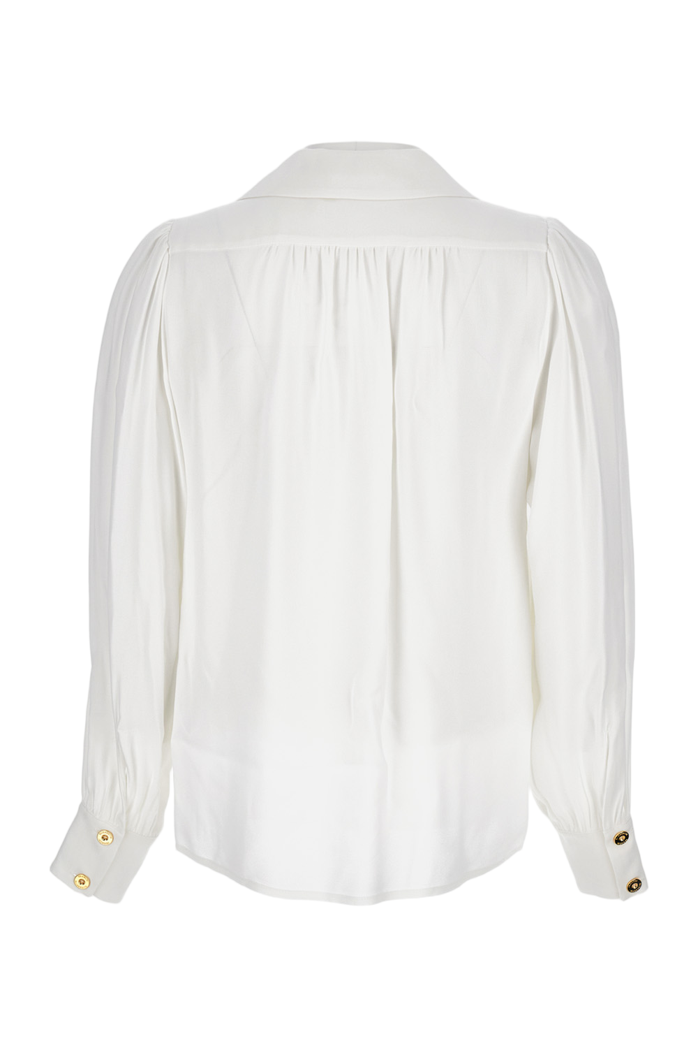 Viscose Shirt with Jeweled Crew Neck Detail