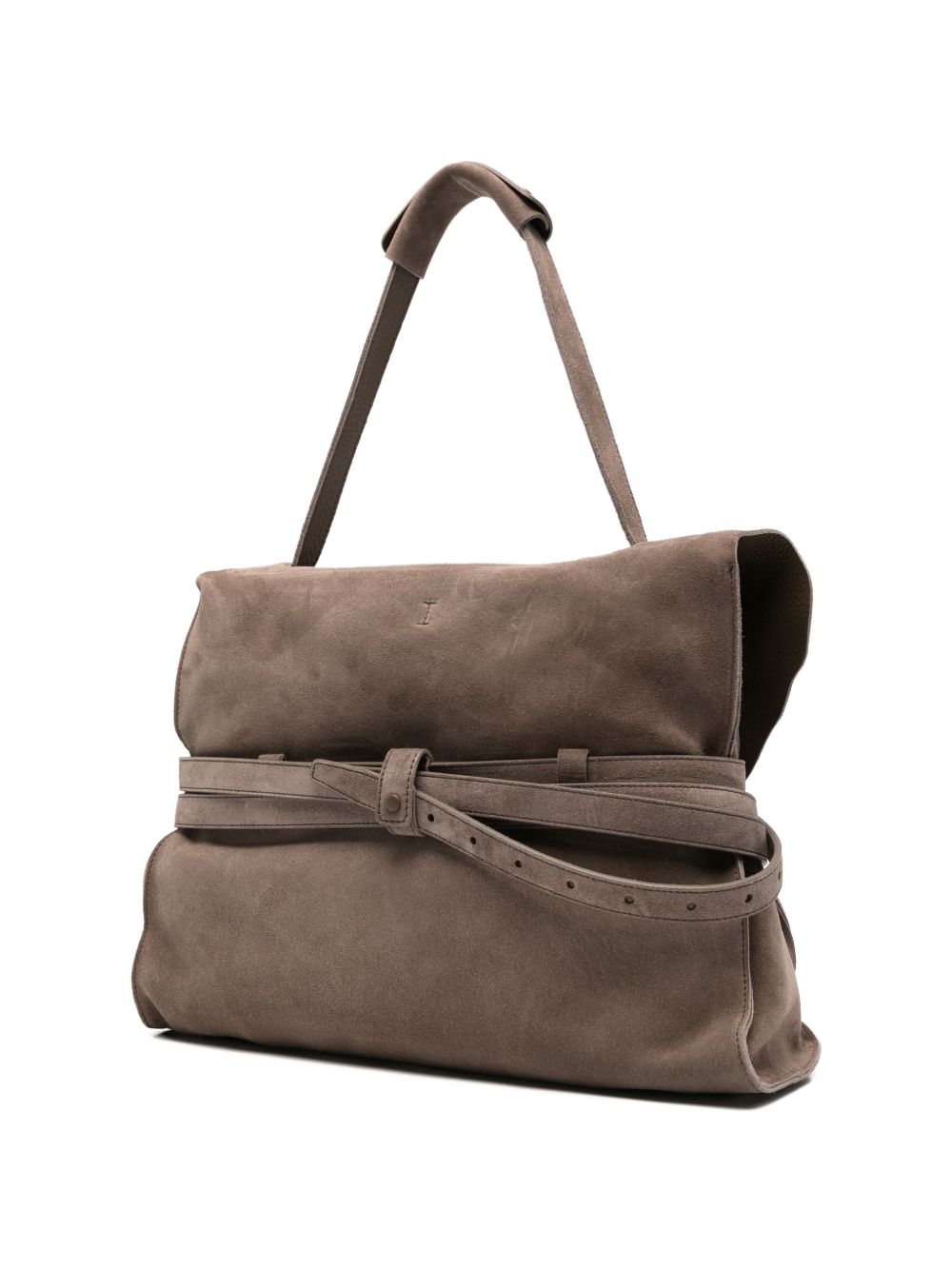 Beige Silk and Nylon Top Bag