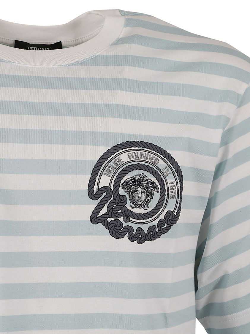 Classic Striped T-Shirt With Embroidered Emblem