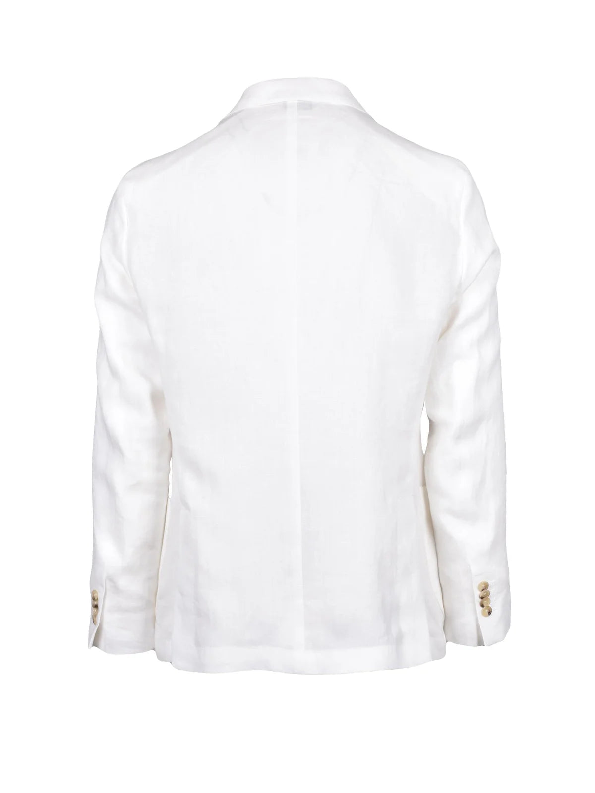 Double-Breasted Linen Blazer Jacket - White