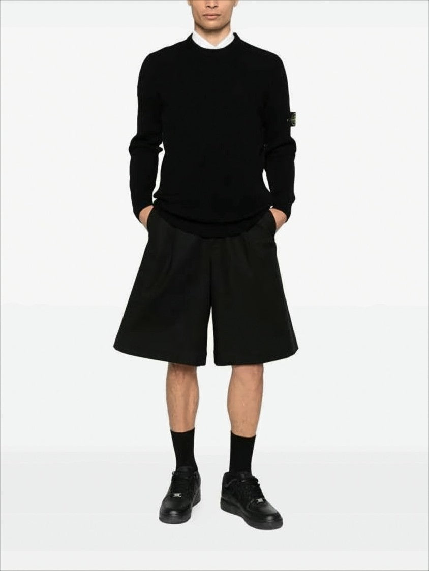 Crew Neck Wool Sweater with Compass Logo Patch