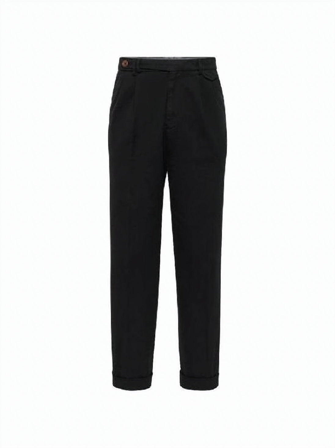 Straight-Cut Tailored Pants with Button Closure