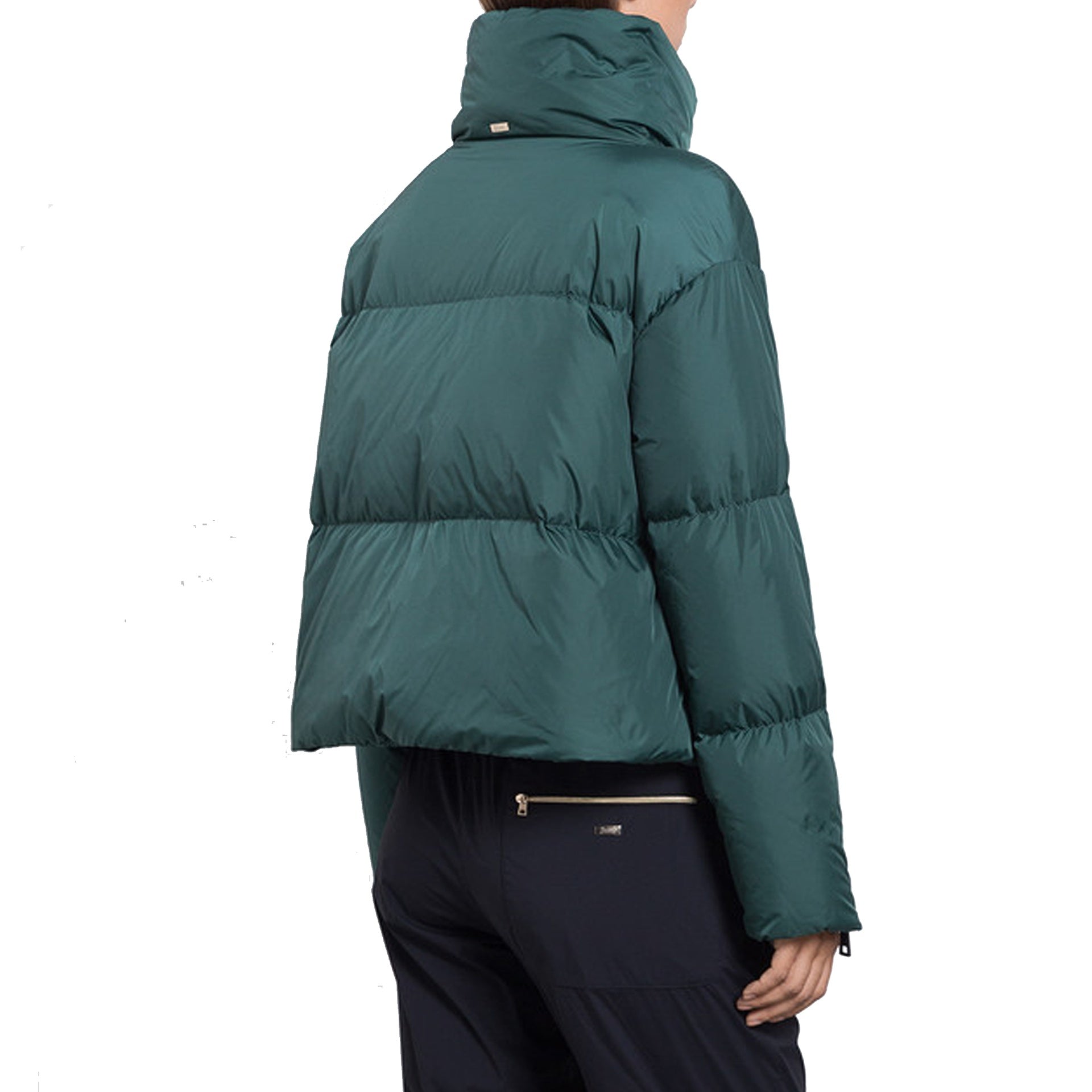 Cropped Down Jacket With Padded Collar