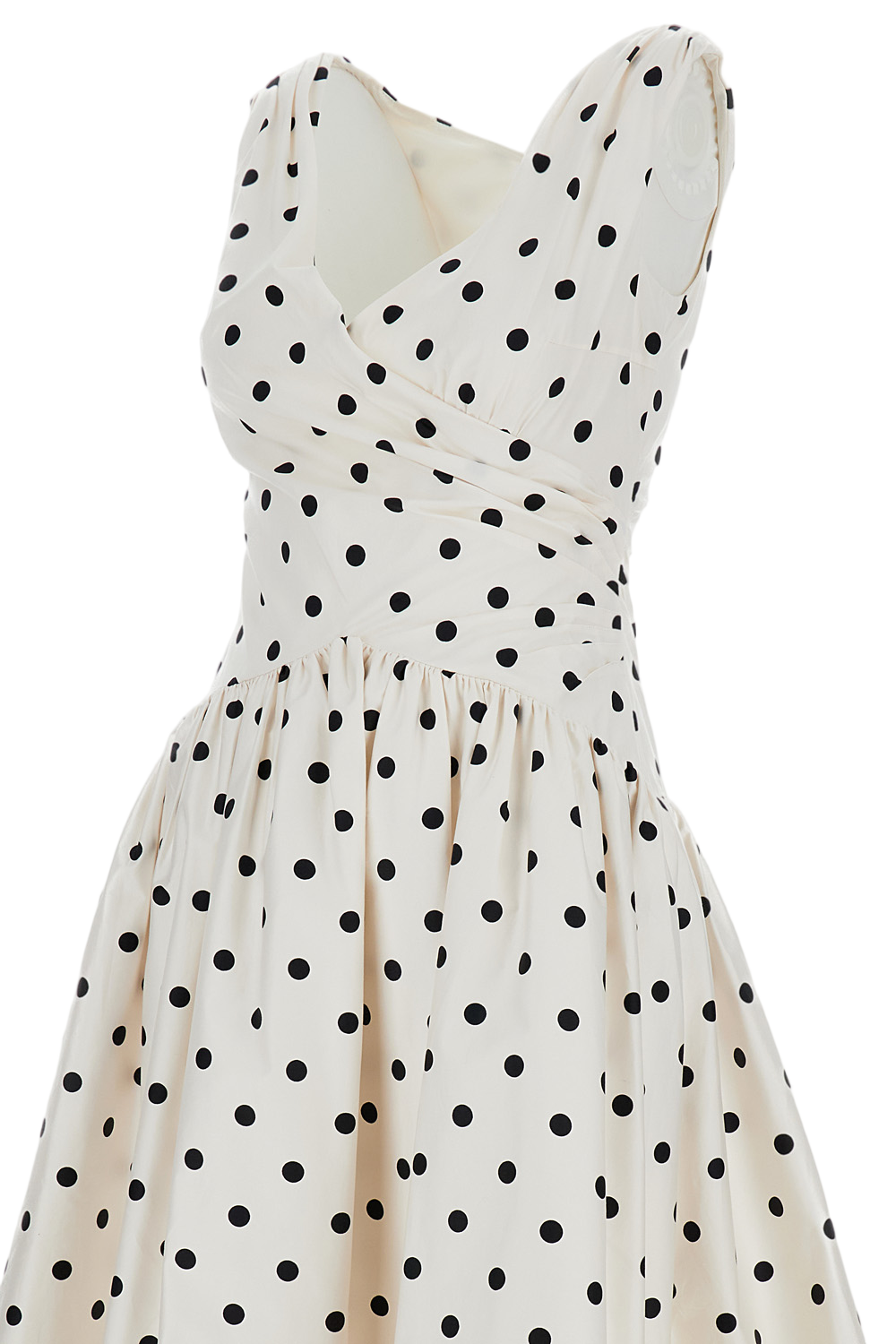 Cream Polka Dot Cotton Midi Dress