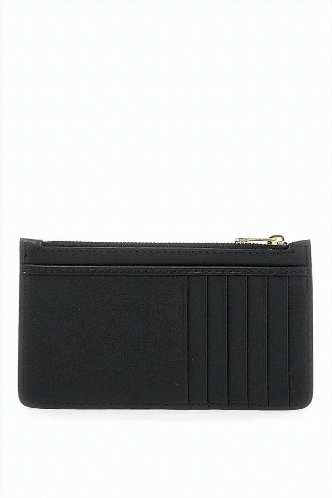 Rectangular Black Wallet with Zip Closure