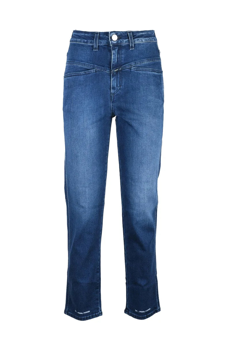 Mid-Rise Cropped Blue Jeans