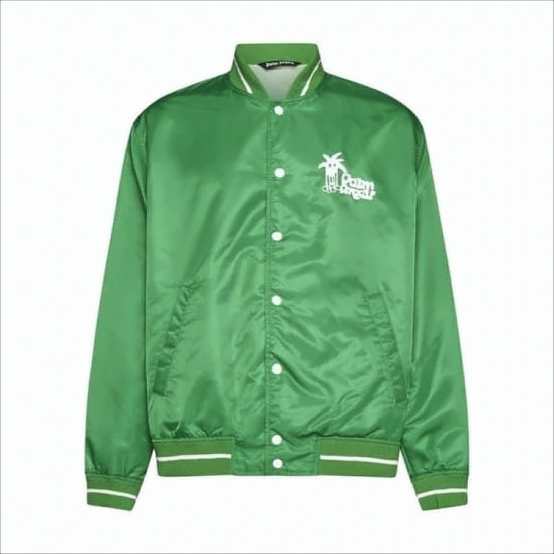 Vibrant Green Bomber Jacket with Striped Accents