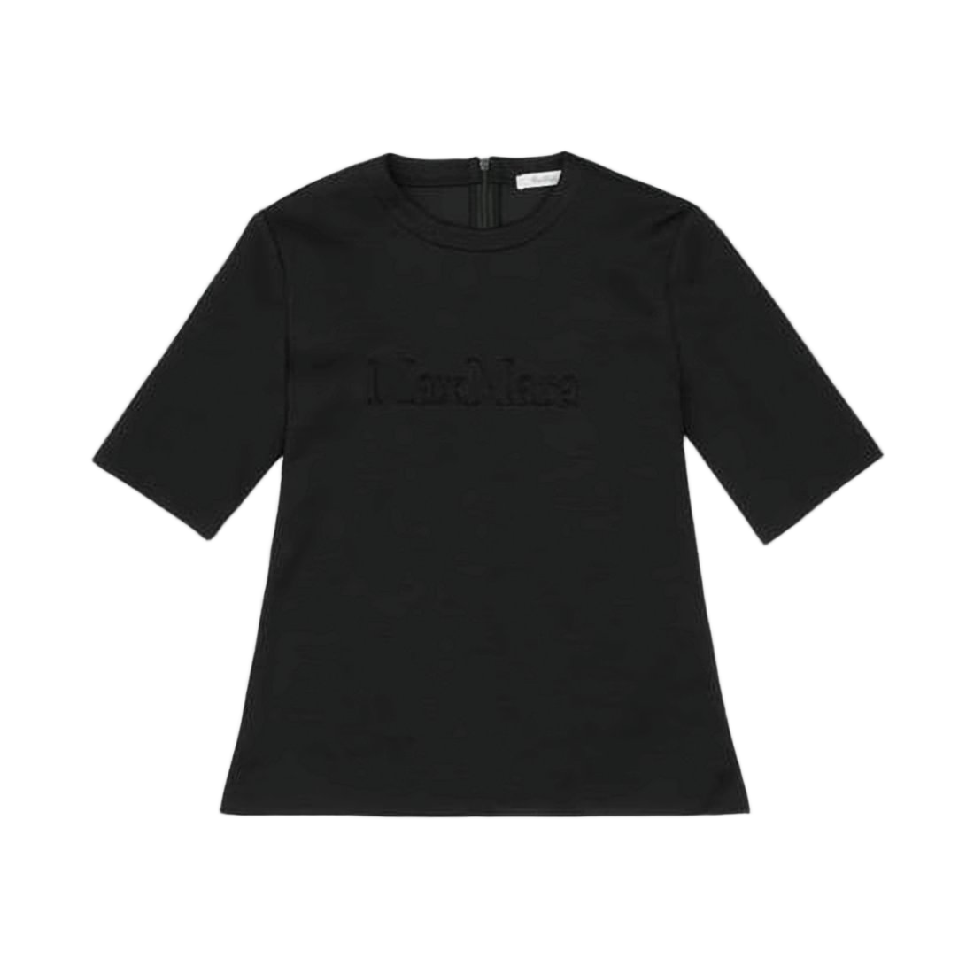 Short-Sleeve Wool Top with Embossed Logo