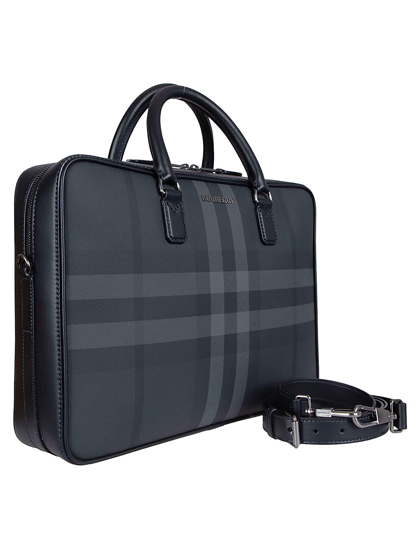 Structured Document Bag with Check and Detachable Strap