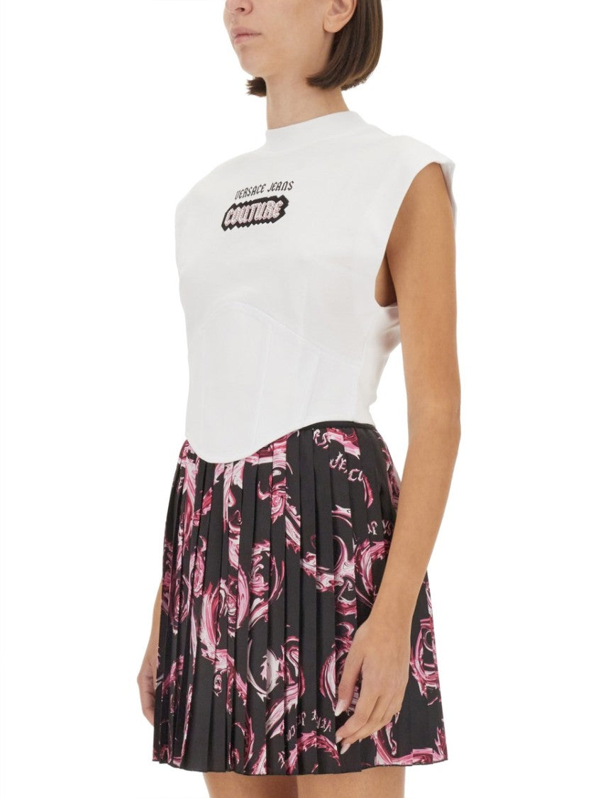 White Top With Logo And Cap Sleeves