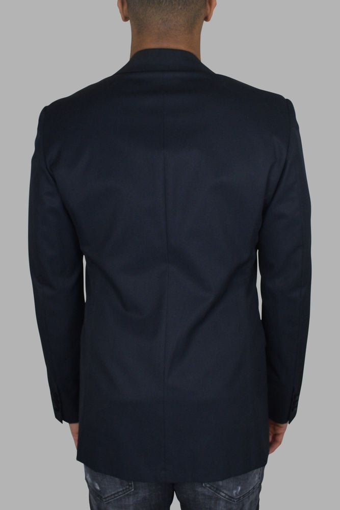 Tailored Dark Blue Cotton Suit Jacket