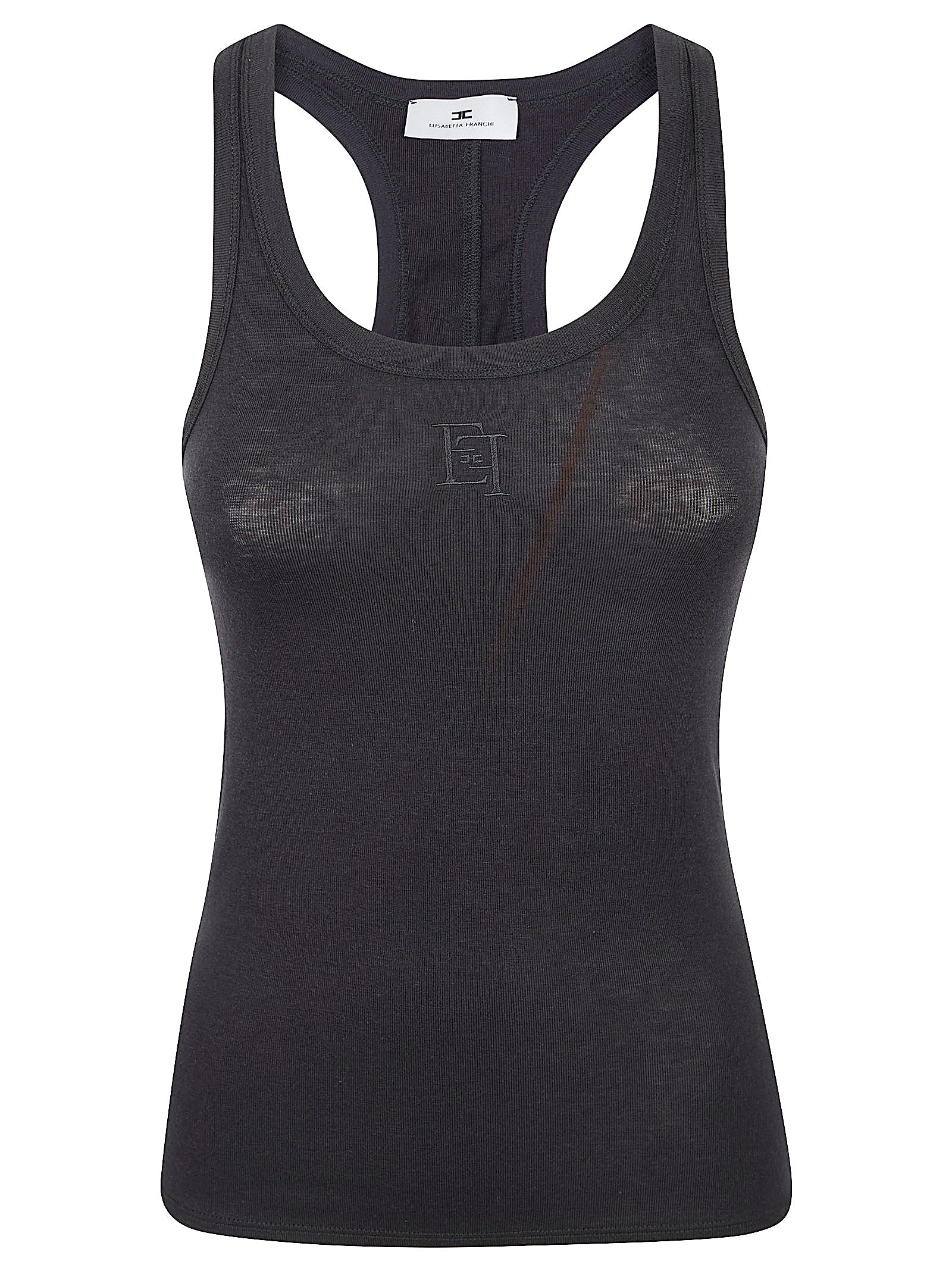 Fitted Sleeveless Top With Racerback And Embroidered Logo