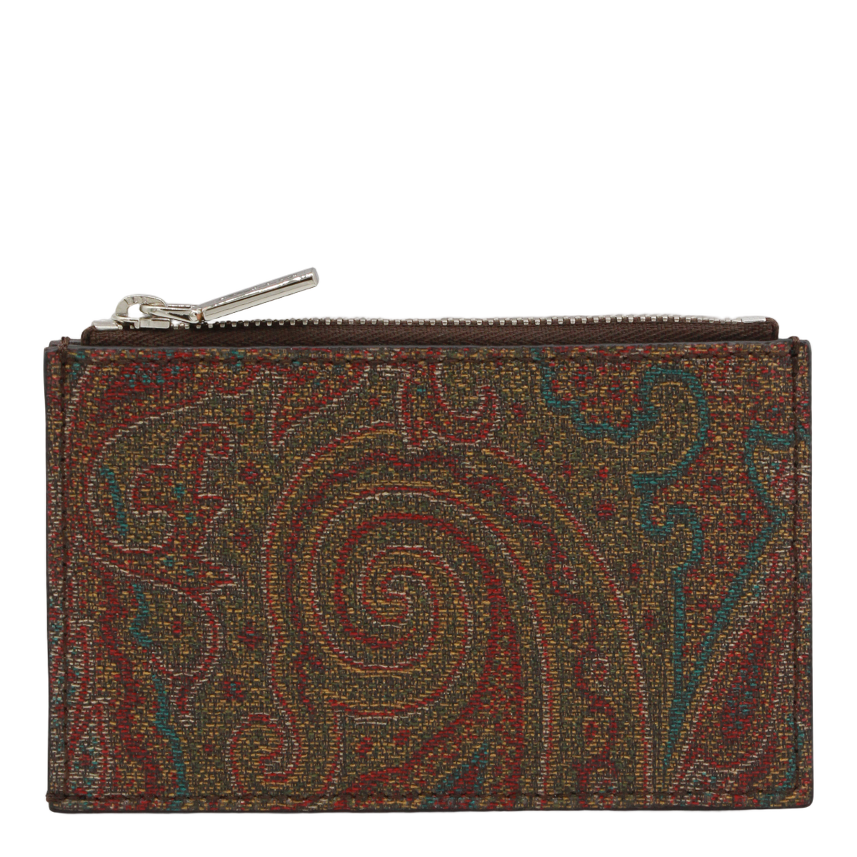 Slim Paisley Pattern Wallet with Zippered Compartment