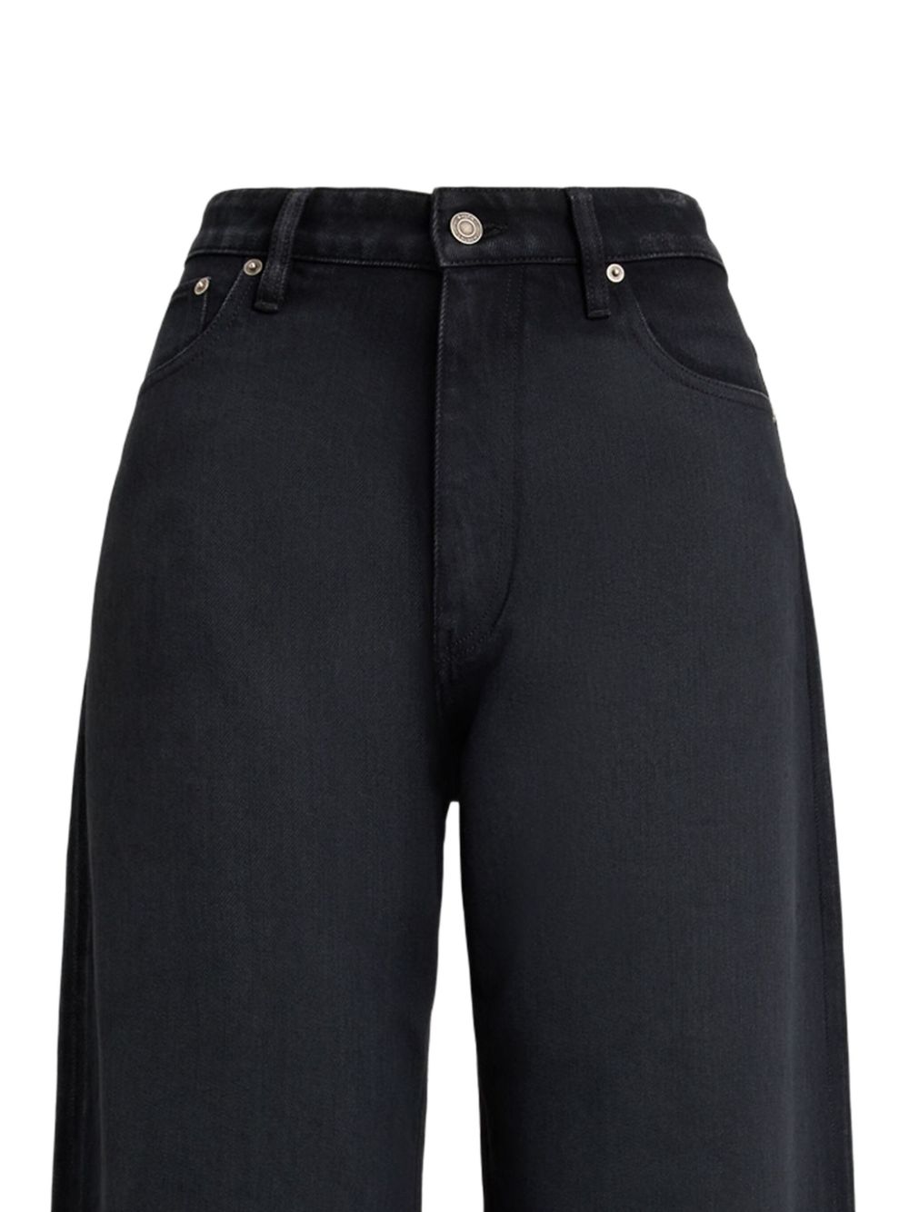 High-Waisted Wide-Leg Denim Jeans In Soft Black Cotton