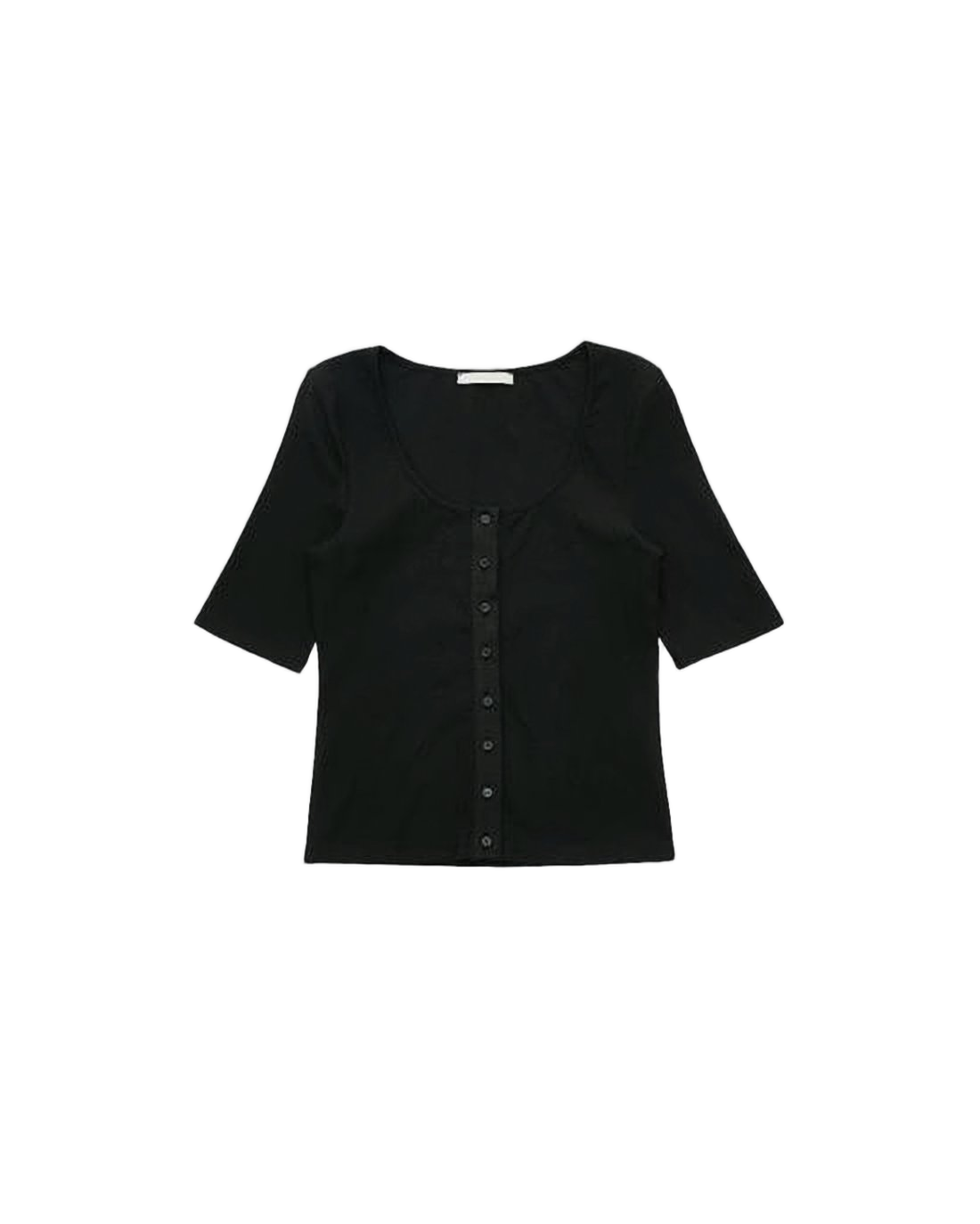 Cropped Black Cardigan with Button Closure