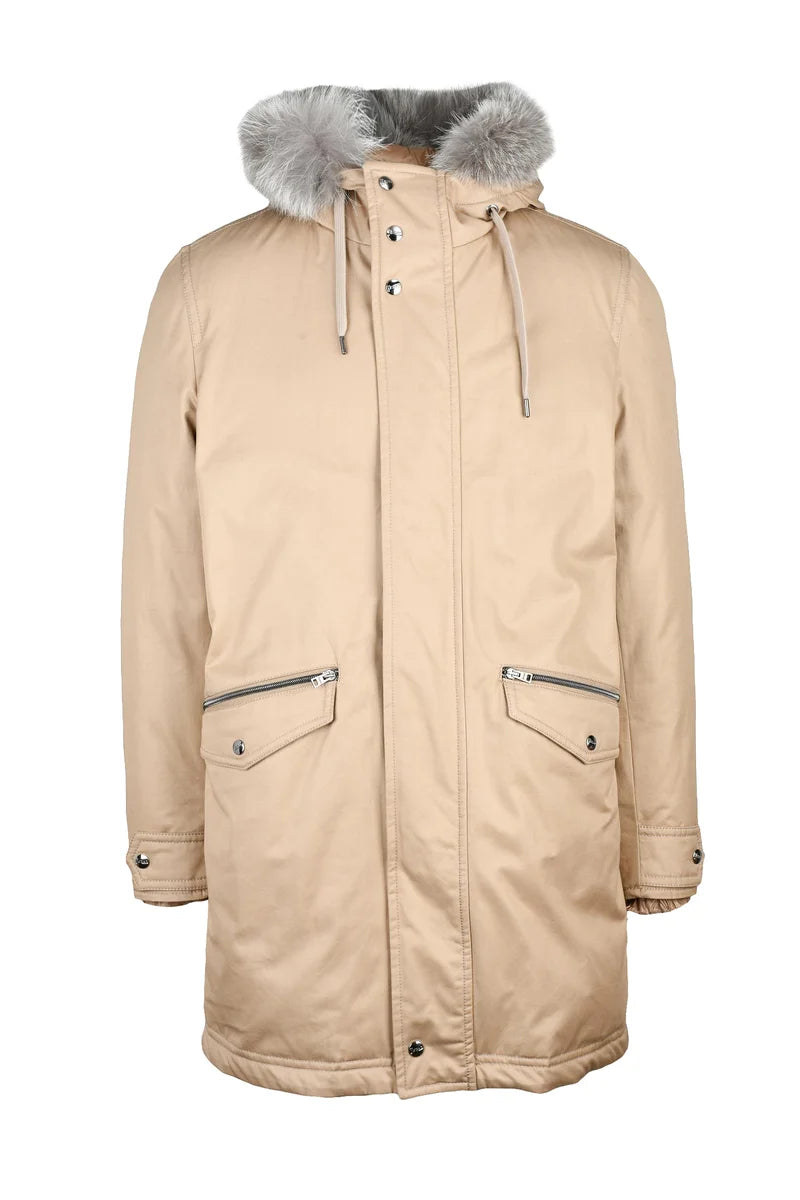 Canvas Parka with Down - Beige