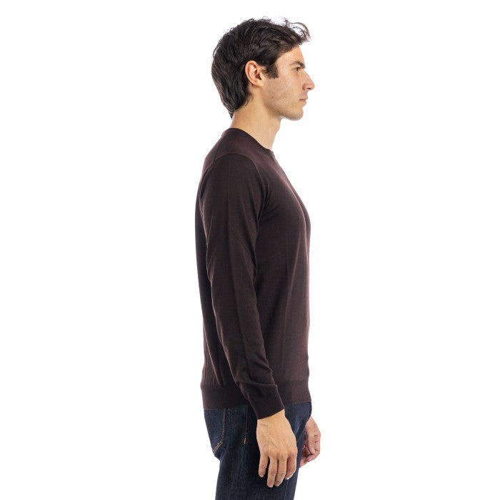 Classic Crew Neck Sweater In Rich Chocolate Tone