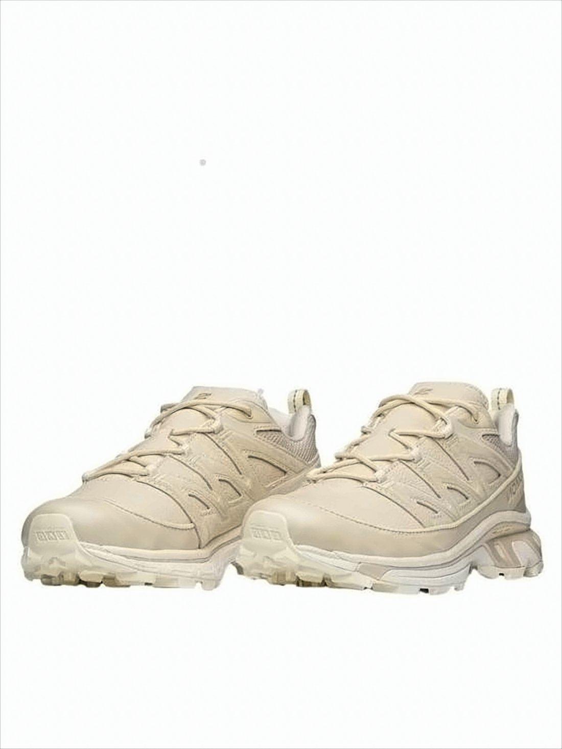Streamlined Neutral-tone Sneakers with Textured Rubber Sole