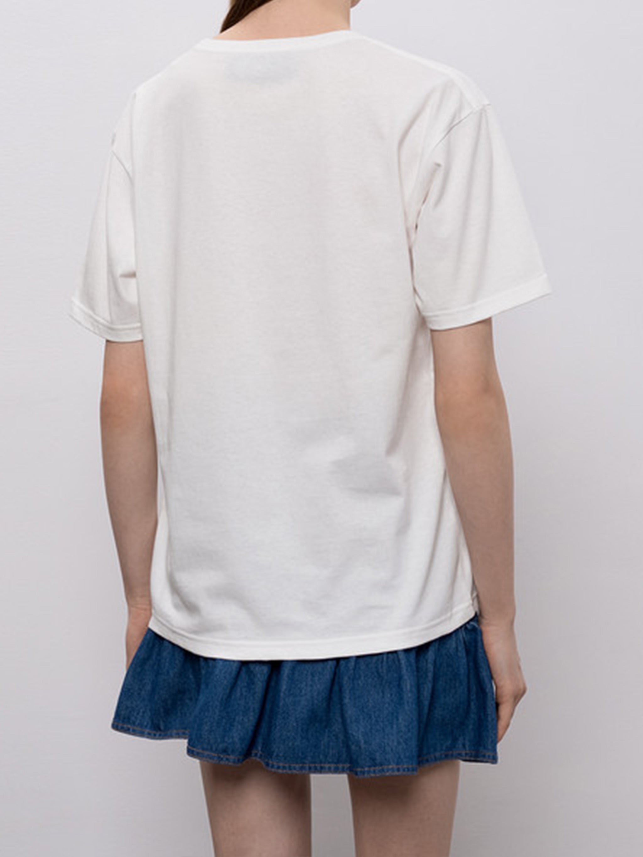 White Relaxed-Fit Panther Graphic T-shirt