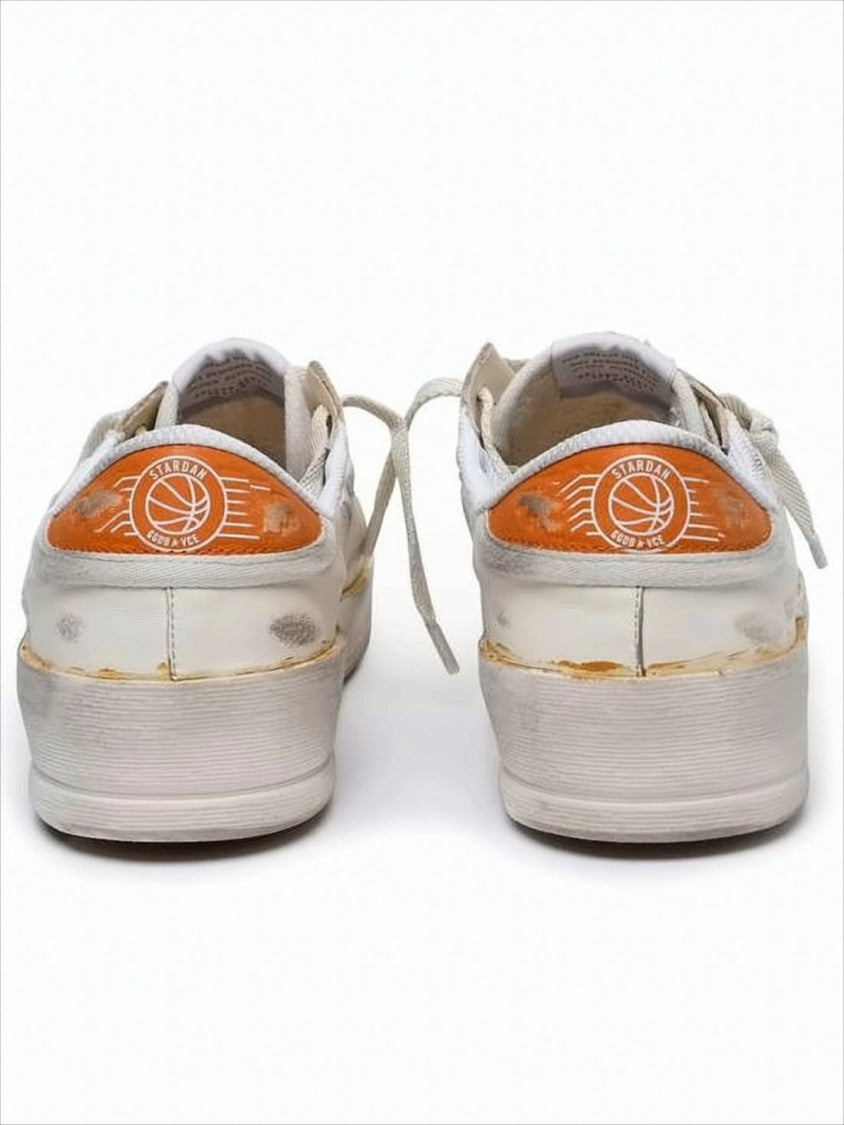 Distressed Vintage Low-Top Sneakers with Mixed Textures