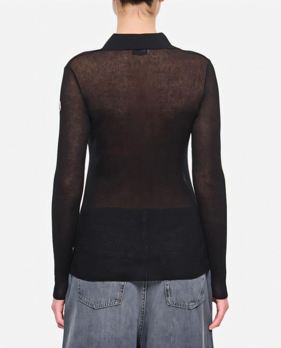 Long-Sleeved Sheer Polo Shirt