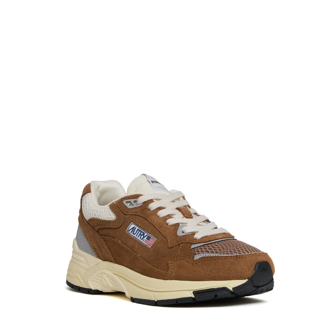 Sneakers Hyperway In Mesh E Suede Cigar/Argento