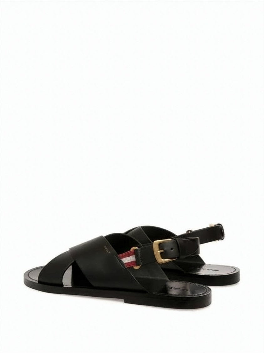 Black Leather Sandals with Adjustable Ankle Strap