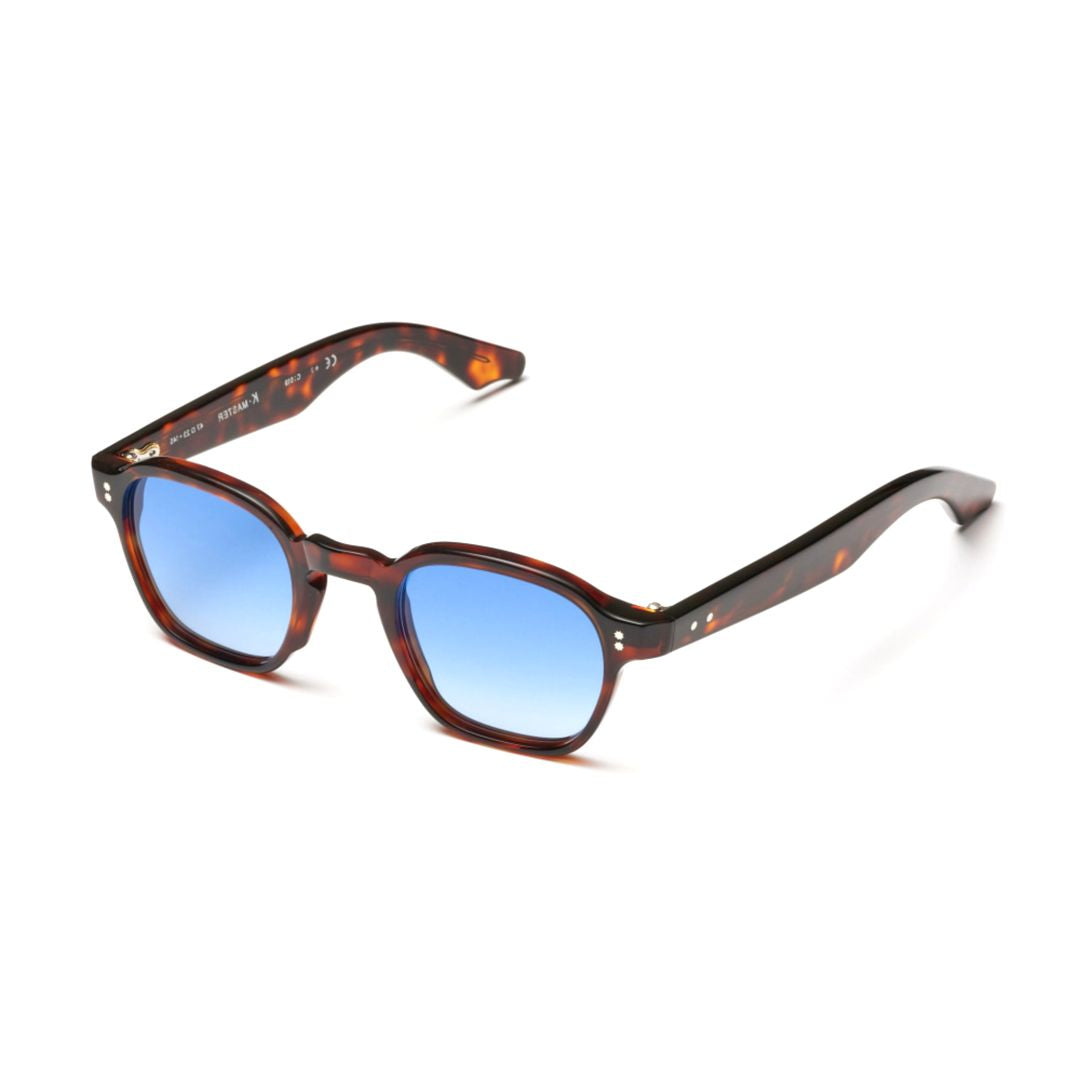 K-Master Classic Tortoiseshell Square Frame Sunglasses with Blue-Tinted Lenses
