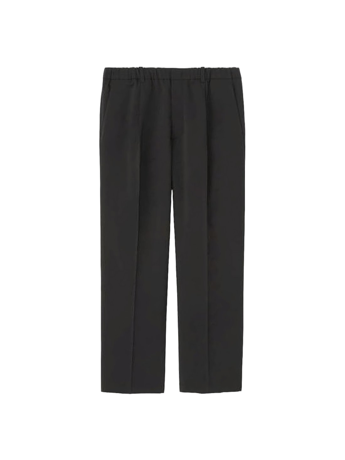 Straight Pants With Elastic Waistband And Side Pockets