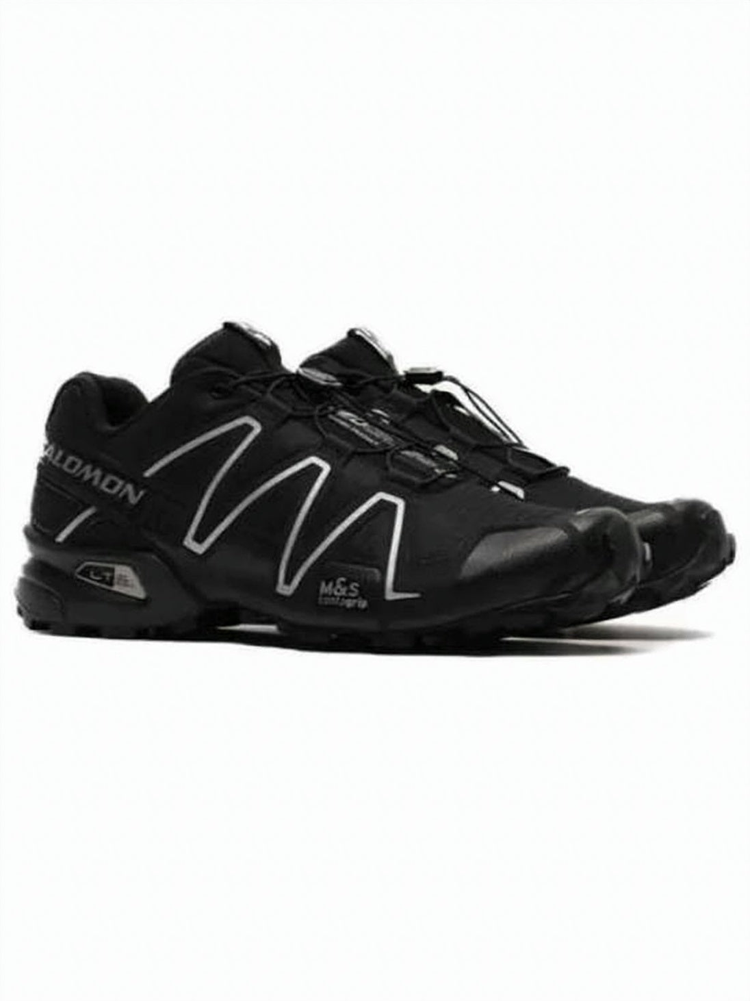 Low-Profile Black Sneakers with Angular Overlays