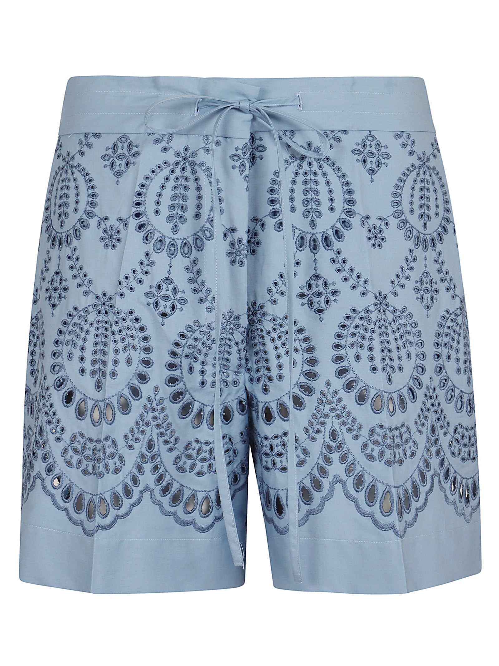 Light Blue Broderie Anglaise Embroidered Shorts