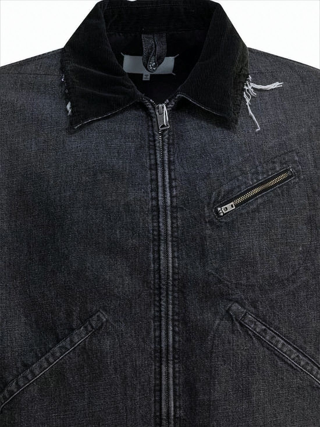 Cropped Denim Jacket with Distressed Detailing
