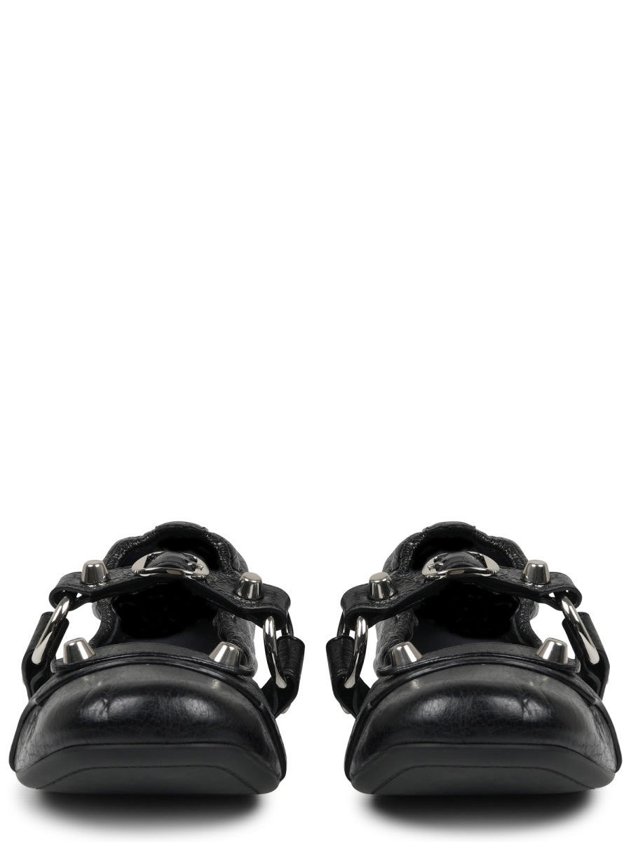 Ballerina Flats In Textured Lambskin With Silver Accents