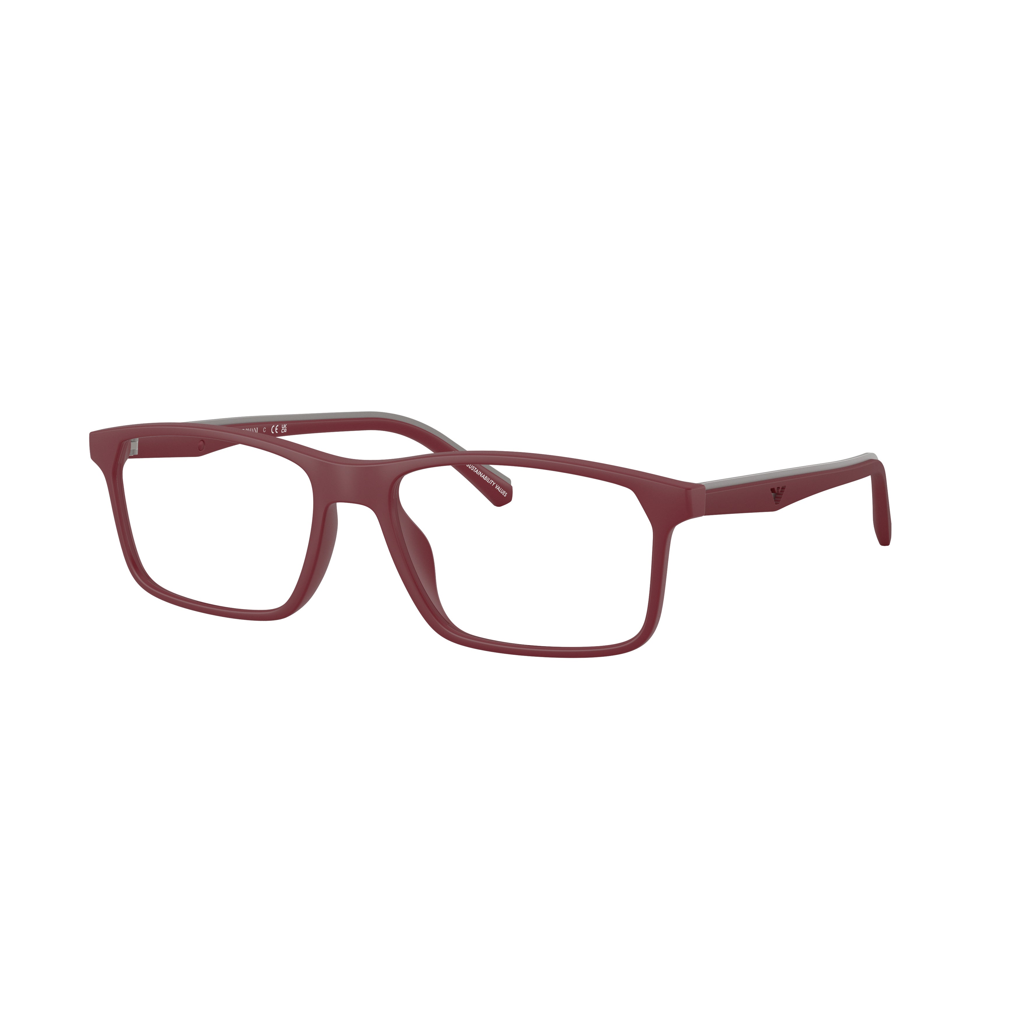 0ea3266u Rectangular Deep Burgundy Eyeglasses with Matte Finish