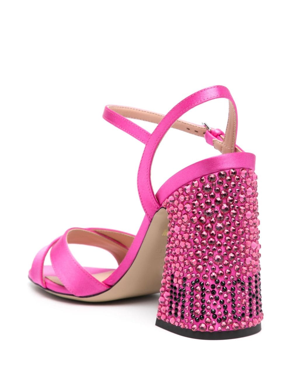 Fuchsia Satin Finish Cross-strap Sandals