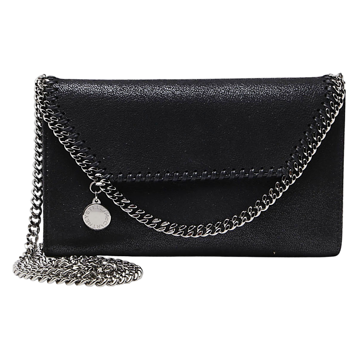 Textured Black Bag with Silver Chain Trim