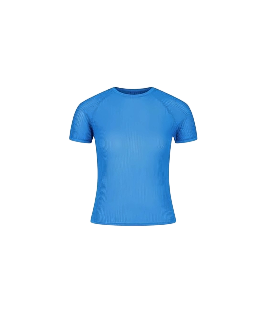 Ribbed Short-Sleeved Knit Top with Fitted Silhouette