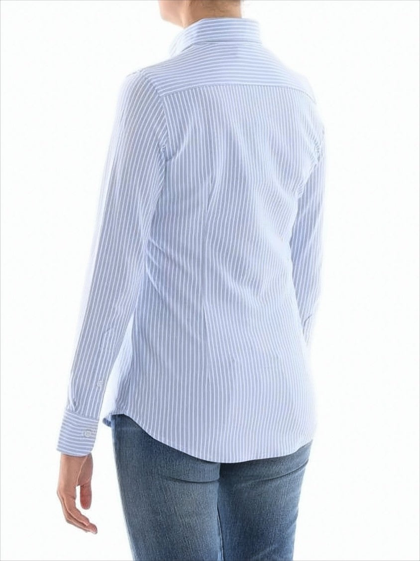 Tailored Stripe Button-Up Shirt with Pointed Collar