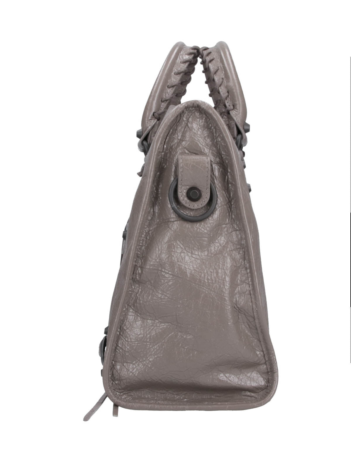 Rectangular Handbag in Textured Grey Leather