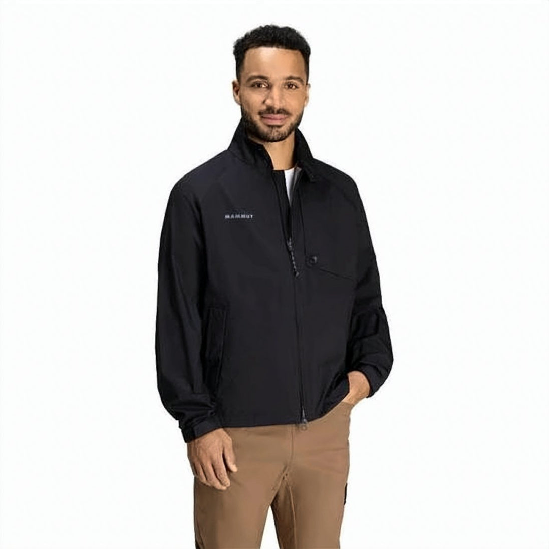 Streamlined Green Jacket With Full Zip And Hood