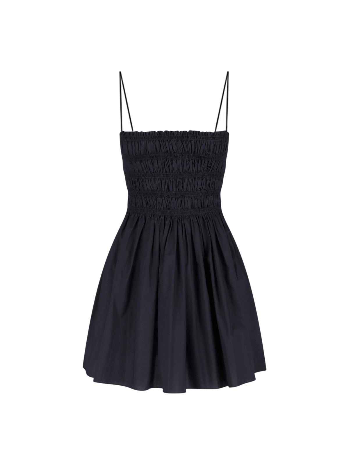 Black Fitted Ruched Bodice Mini Dress