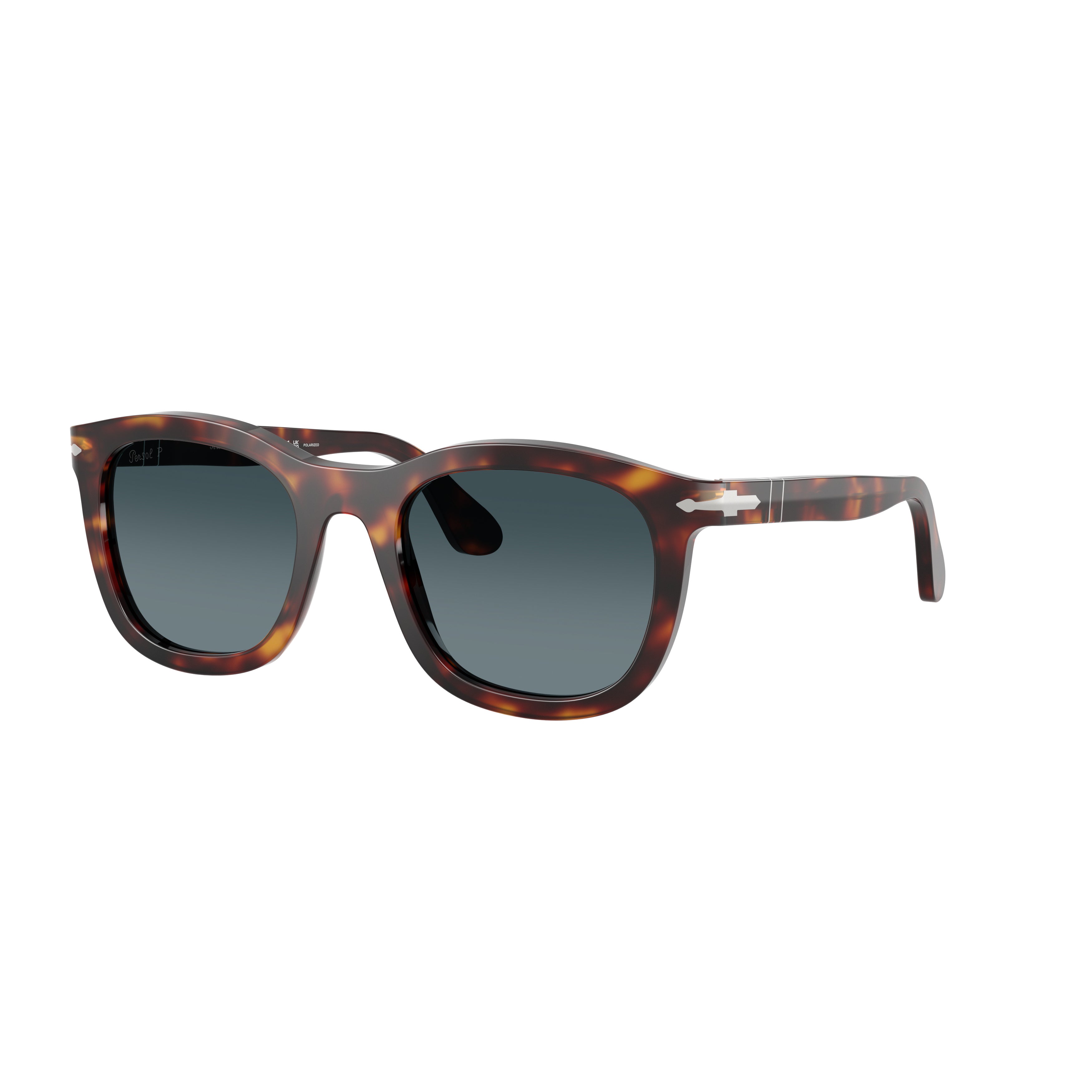 0po3395s Tortoiseshell Square Frame Sunglasses with Refined Metallic Detail